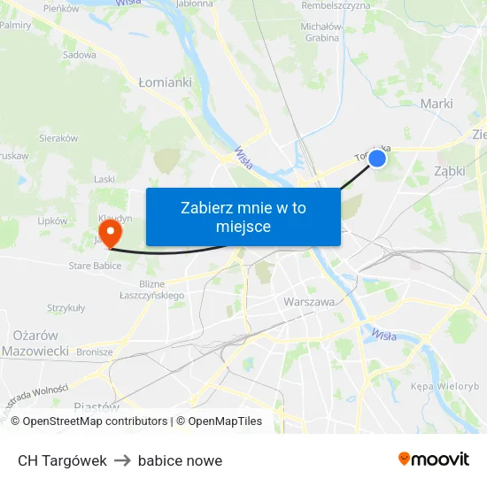 CH Targówek to babice nowe map