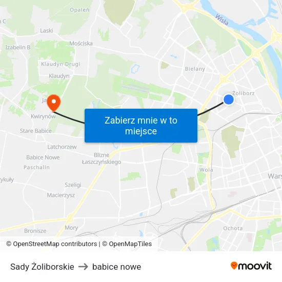 Sady Żoliborskie to babice nowe map