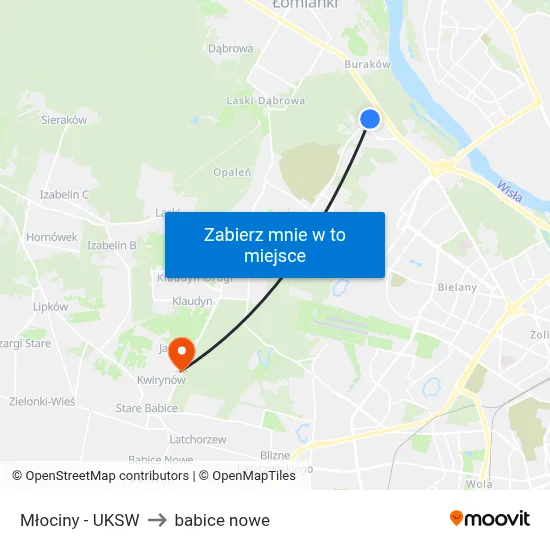 Młociny - UKSW to babice nowe map