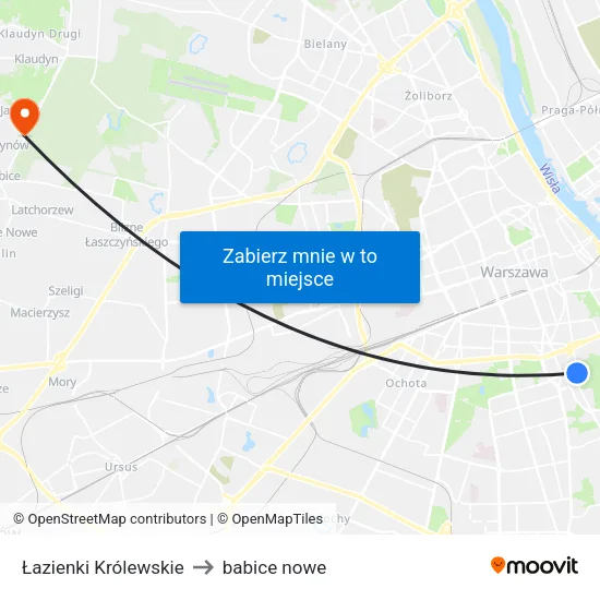 Łazienki Królewskie to babice nowe map