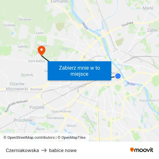 Czerniakowska to babice nowe map