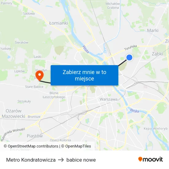 Metro Kondratowicza to babice nowe map