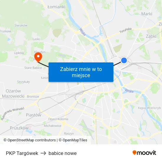PKP Targówek to babice nowe map