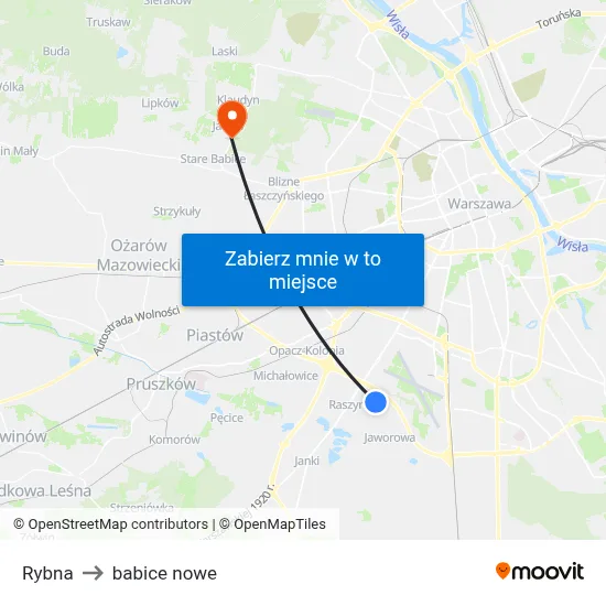 Rybna to babice nowe map