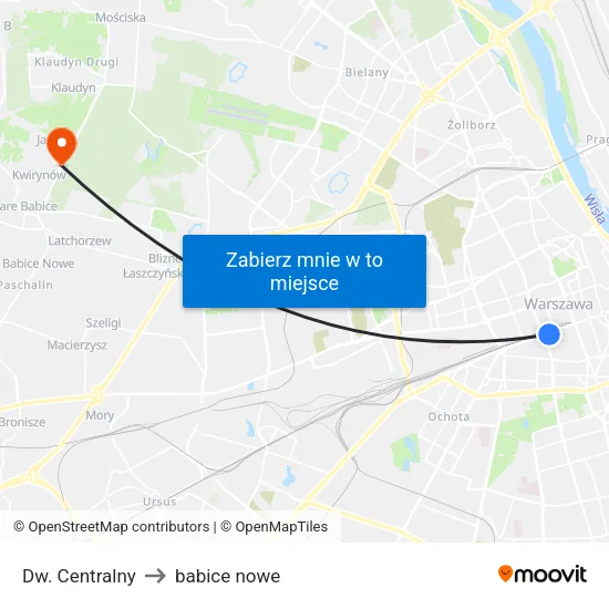 Dw. Centralny to babice nowe map