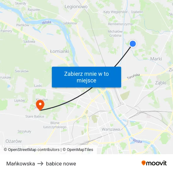Mańkowska to babice nowe map