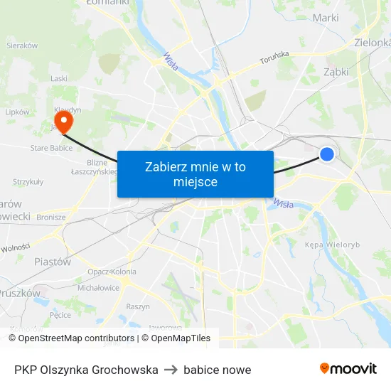 PKP Olszynka Grochowska to babice nowe map