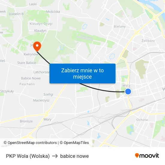 PKP Wola (Wolska) to babice nowe map