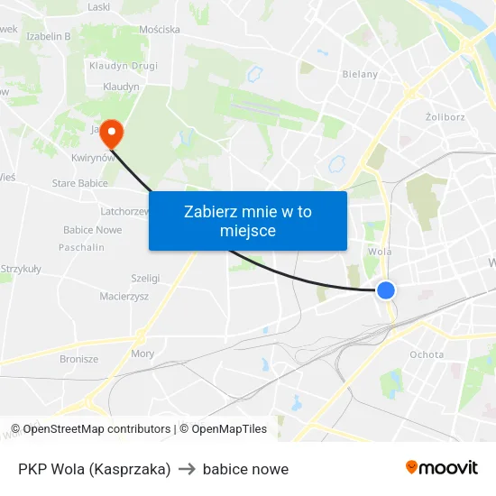 PKP Wola (Kasprzaka) to babice nowe map