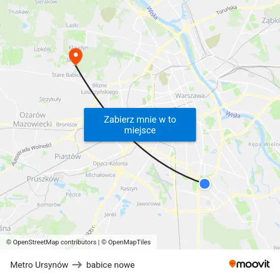 Metro Ursynów to babice nowe map