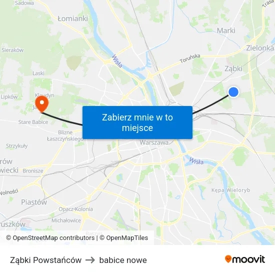 Ząbki Powstańców to babice nowe map