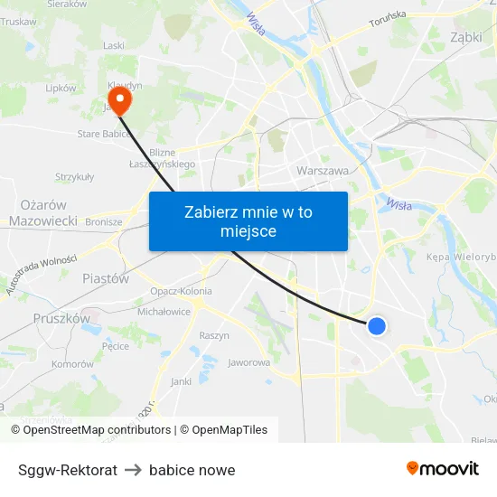 SGGW - Rektorat to babice nowe map