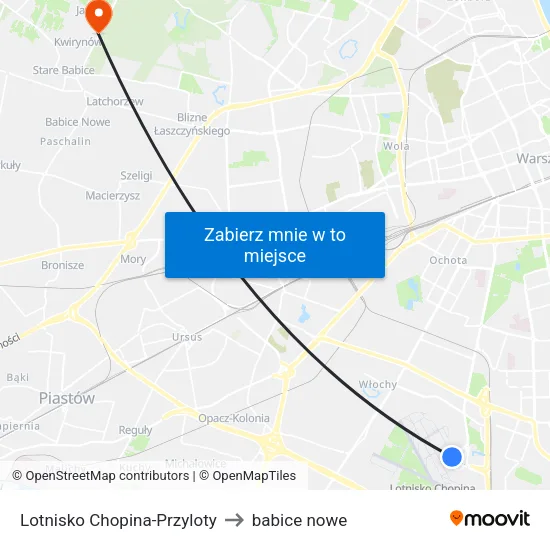 Lotnisko Chopina - Przyloty to babice nowe map