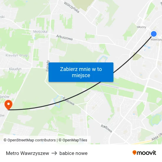 Metro Wawrzyszew to babice nowe map