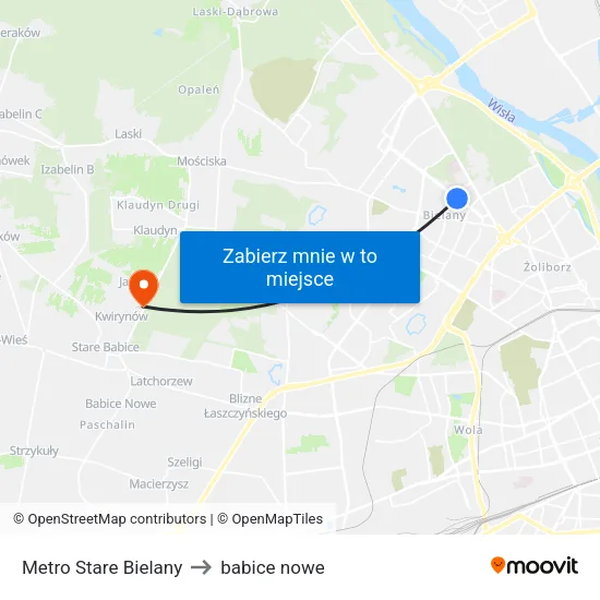 Metro Stare Bielany to babice nowe map