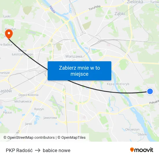 PKP Radość to babice nowe map