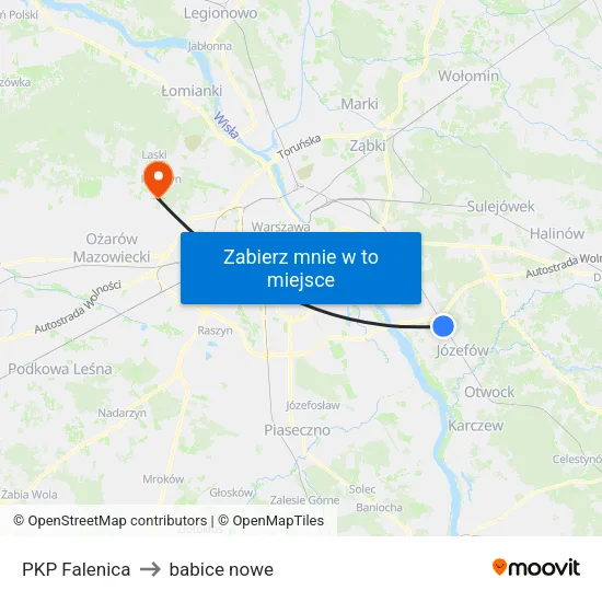 PKP Falenica to babice nowe map
