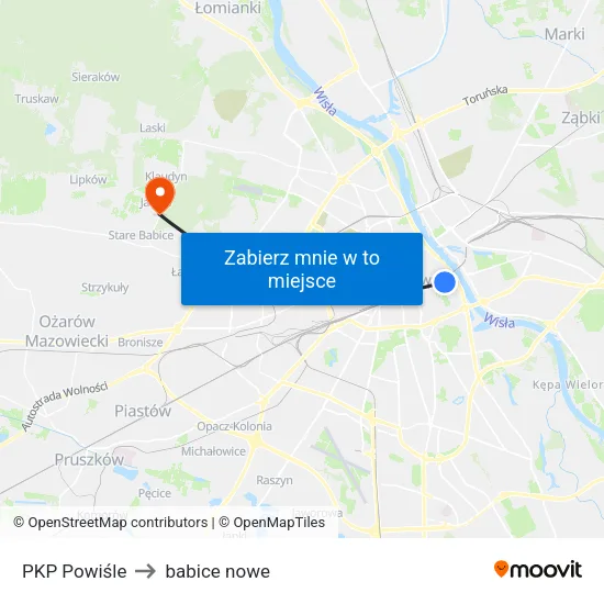 PKP Powiśle to babice nowe map