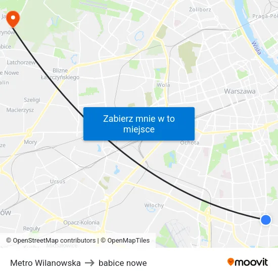 Metro Wilanowska to babice nowe map