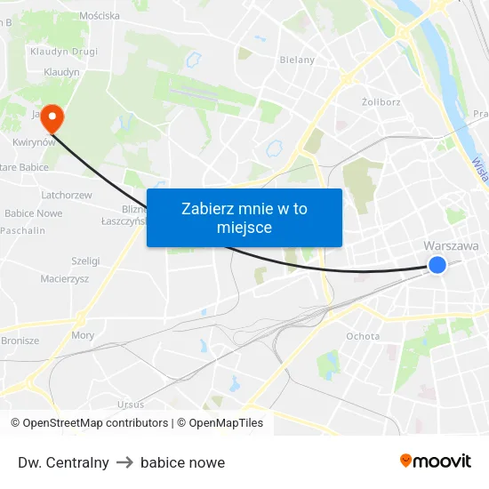 Dw. Centralny to babice nowe map