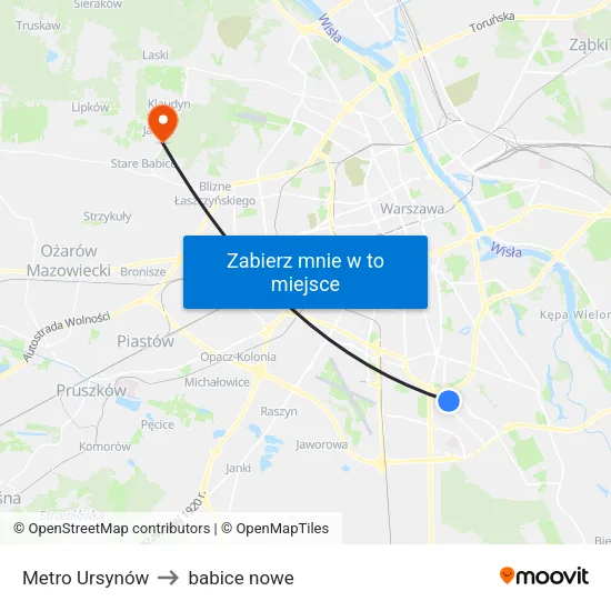 Metro Ursynów to babice nowe map