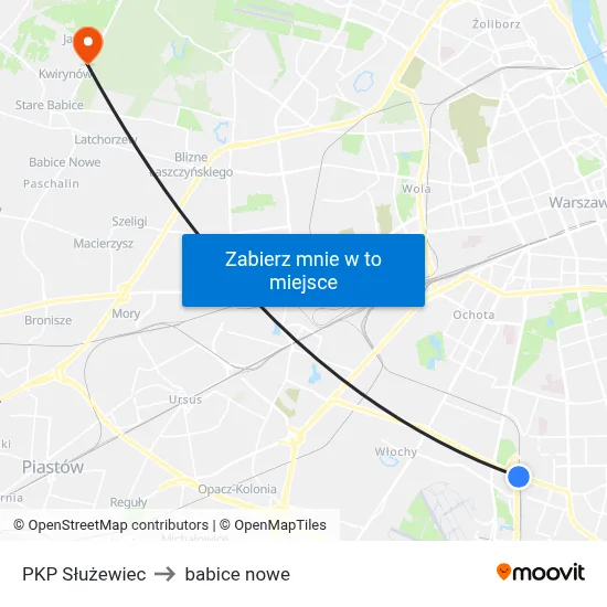 PKP Służewiec to babice nowe map