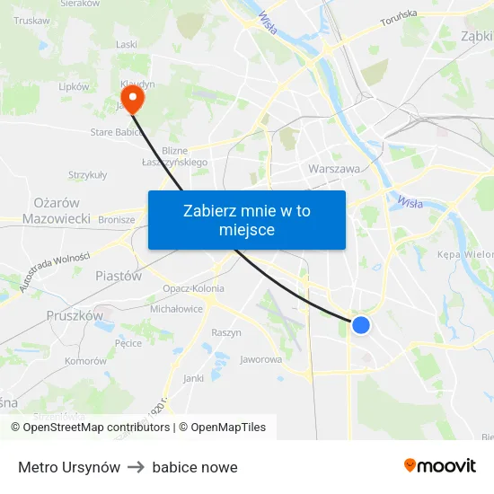 Metro Ursynów to babice nowe map