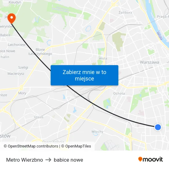 Metro Wierzbno to babice nowe map
