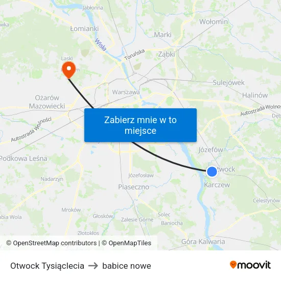 Otwock Tysiąclecia to babice nowe map
