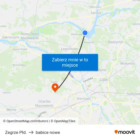 Zegrze Płd. to babice nowe map