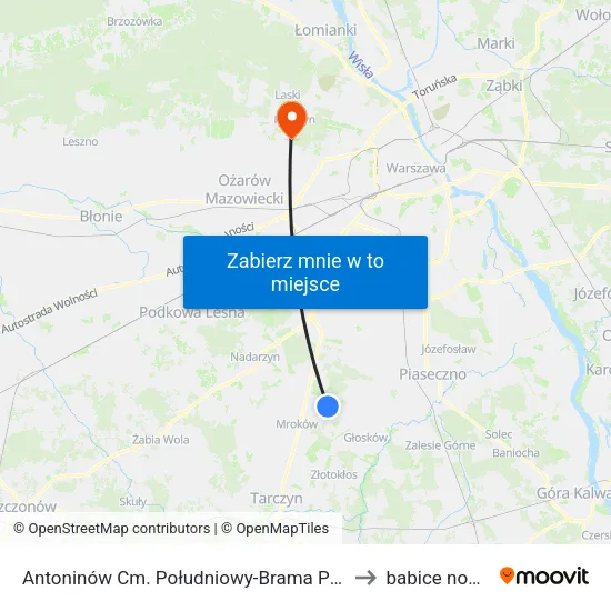Antoninów Cm. Południowy - Brama Płd. to babice nowe map