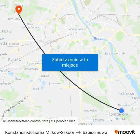 Konstancin-Jeziorna Mirków - Szkoła to babice nowe map