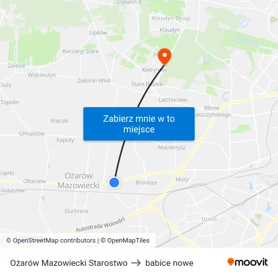 Ożarów Mazowiecki Starostwo to babice nowe map