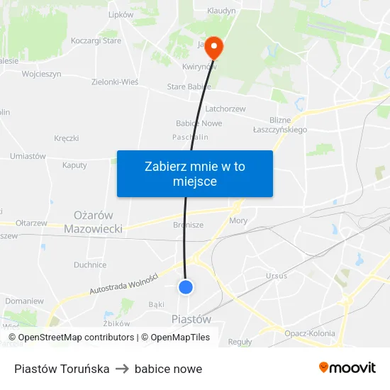 Piastów Toruńska to babice nowe map