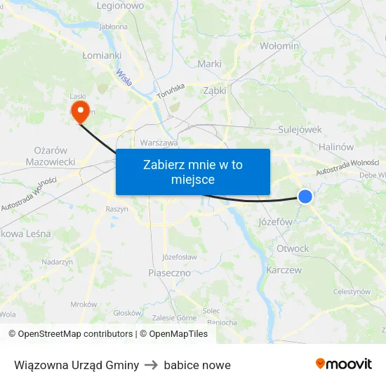 Wiązowna Urząd Gminy to babice nowe map