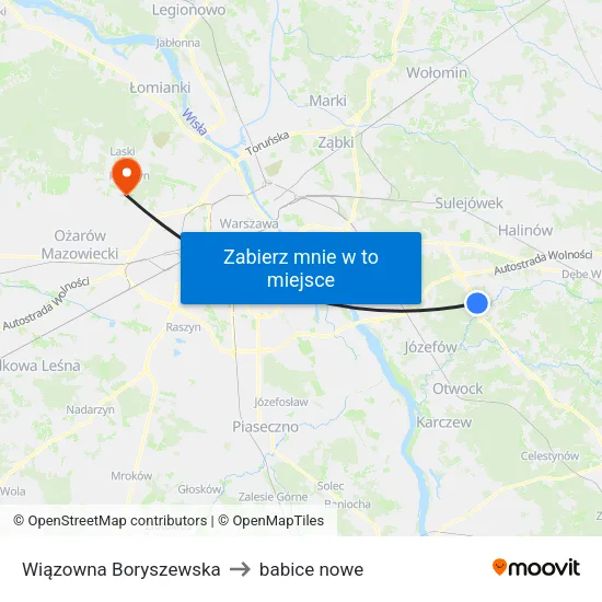 Wiązowna Boryszewska to babice nowe map