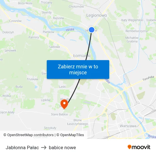 Jabłonna Pałac to babice nowe map