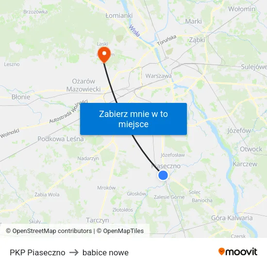 PKP Piaseczno to babice nowe map