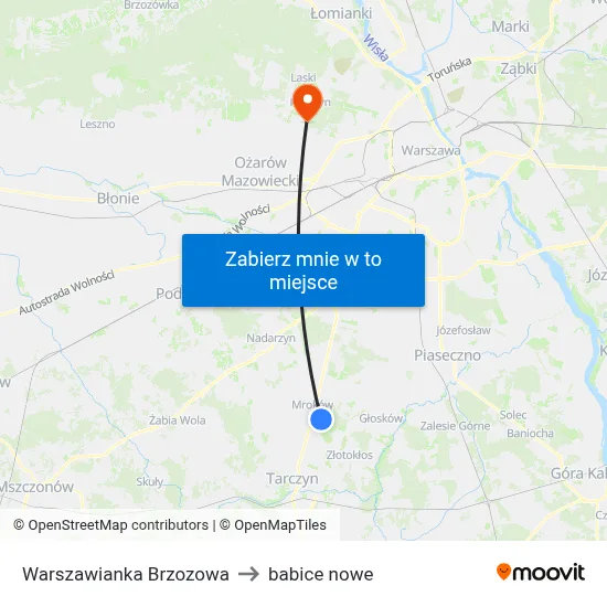 Warszawianka Brzozowa to babice nowe map