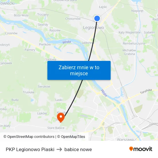 PKP Legionowo Piaski to babice nowe map