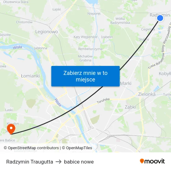 Radzymin Traugutta to babice nowe map
