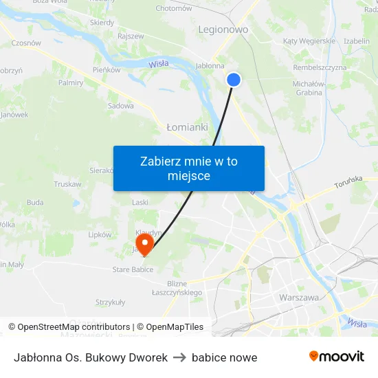 Jabłonna Os. Bukowy Dworek to babice nowe map