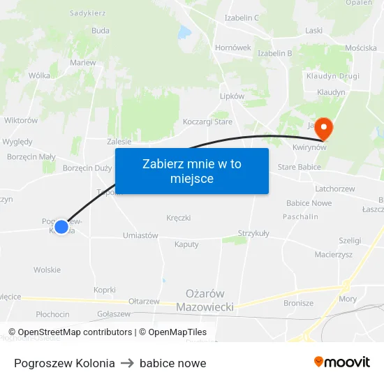 Pogroszew Kolonia to babice nowe map