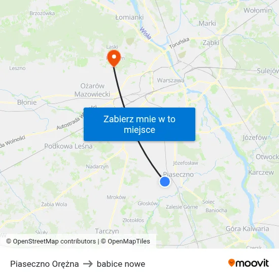 Piaseczno Orężna to babice nowe map
