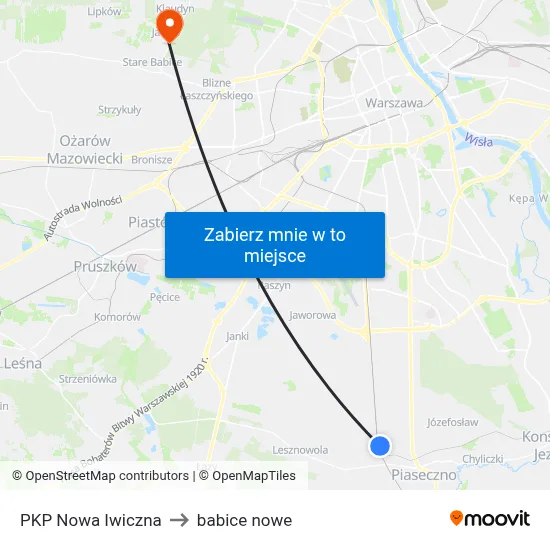 PKP Nowa Iwiczna to babice nowe map