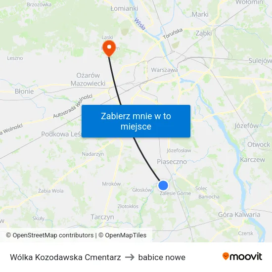 Wólka Kozodawska Cmentarz to babice nowe map