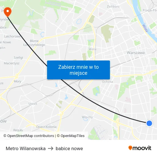 Metro Wilanowska to babice nowe map