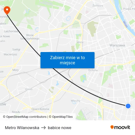 Metro Wilanowska to babice nowe map