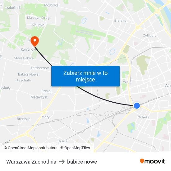 Warszawa Zachodnia to babice nowe map