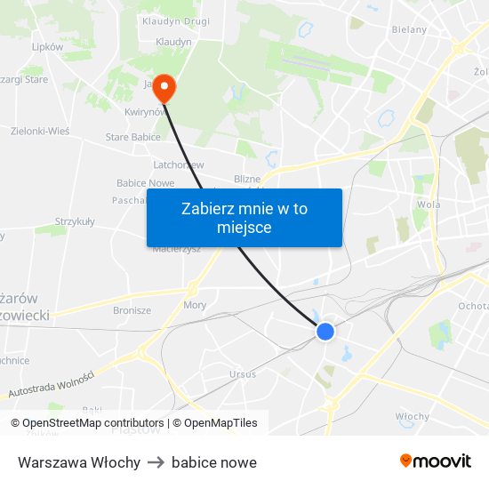 Warszawa Włochy to babice nowe map